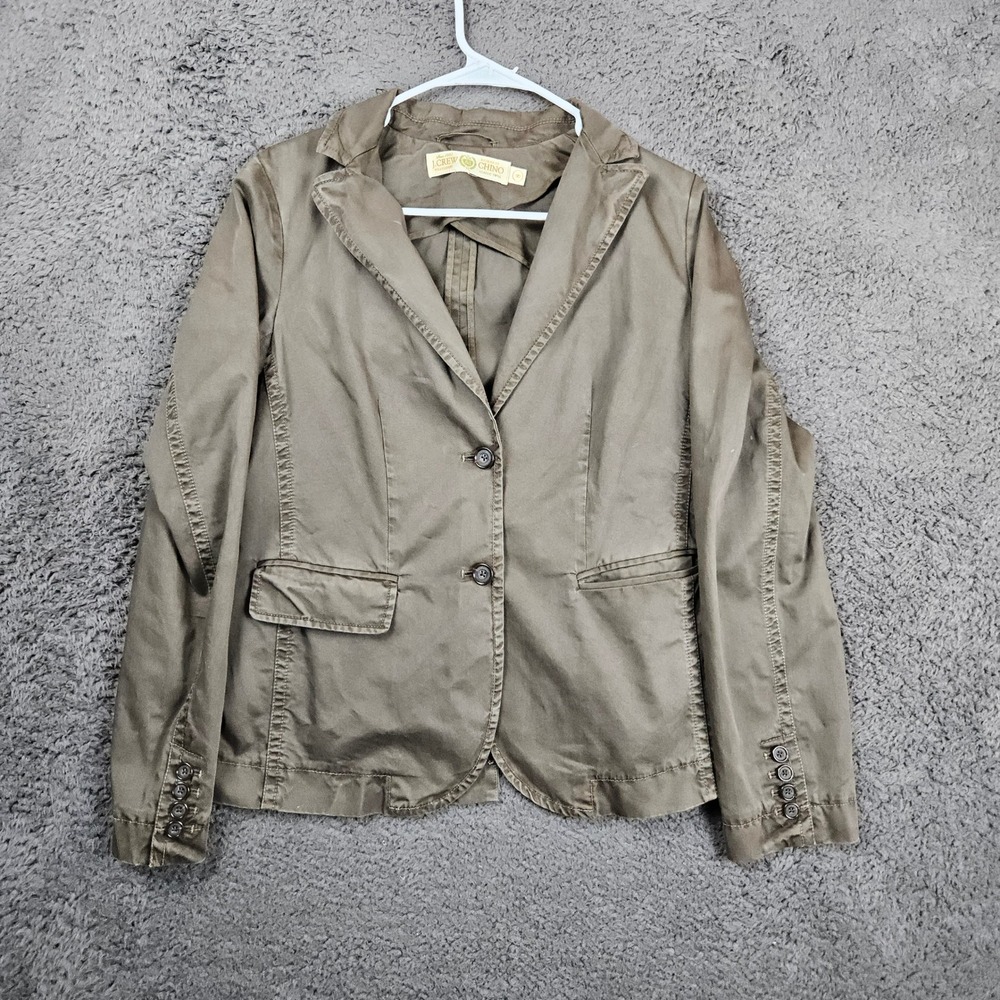 J. Crew Weathered Broken In Chino Classic Twill Olive Green Blazer Size 8